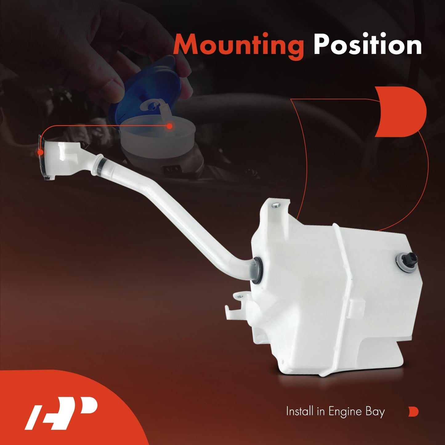 A-Premium Windshield Washer Reservoir Tank Assembly Compatible with Toyota RAV4 2019 2020 2021 2022 - with Cap & Washer Pump & Fluid Level Sensor & Filler Neck (North America Built Vehicle)