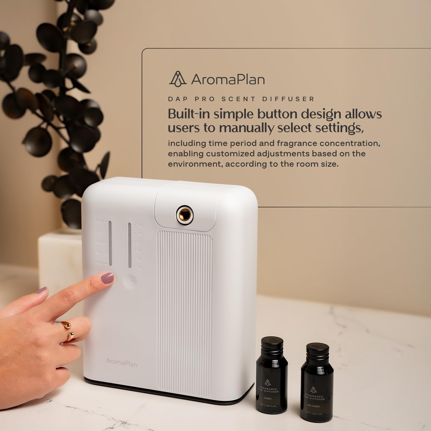 AromaPlan 2025 Waterless HVAC Scent Diffuser Whole House & Commercial Diffuser, 2 Fragrances Included-Smart, Cold-Air Waterless Scent Air- App Control, AC, 2000 Sq. Ft Coverage,White