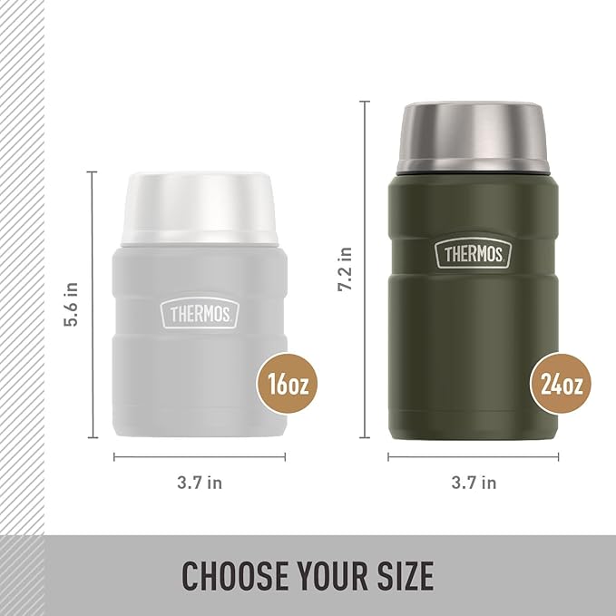 THERMOS Stainless King Vacuum-Insulated Food Jar, 24 Ounce, Army Green