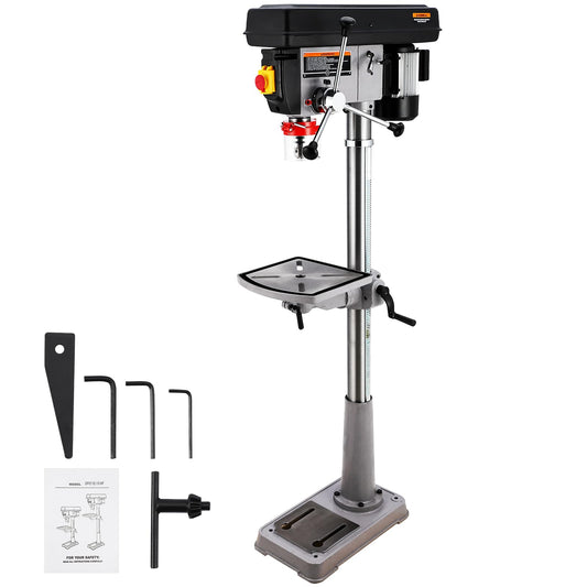 15 in Floor Drill Press, 7.5 Amp 120V Pure Copper Motor, 288-3084 RPM Variable Speed Cast Iron Bench Drill Press, 0-45° Tilting Worktable, Tabletop Drilling Machine for Wood Metal