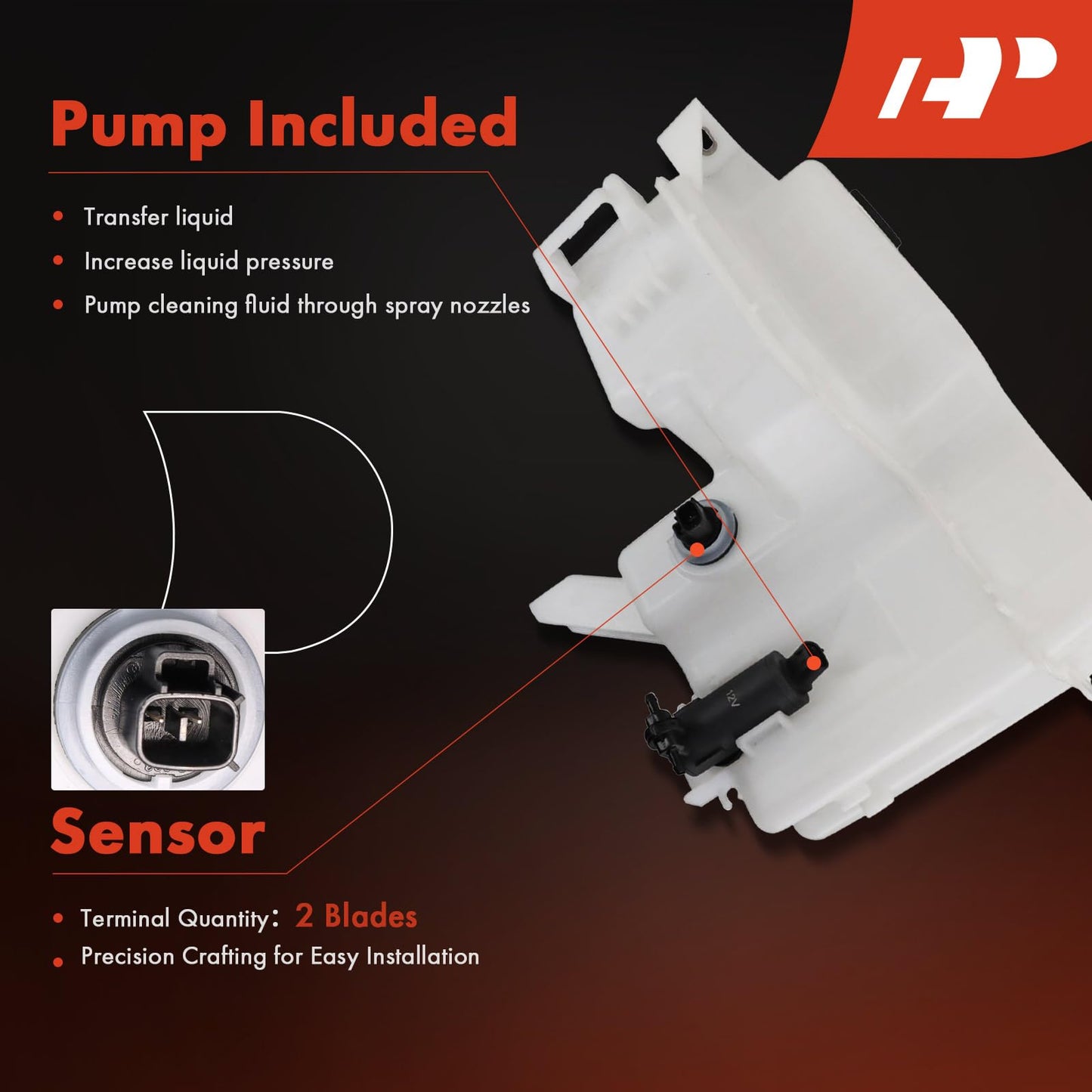 A-Premium Windshield Washer Reservoir Tank Assembly Compatible with Toyota Highlander 2020-2021 - with Pump& Fluid Level Sensor & Cap & Filler Neck