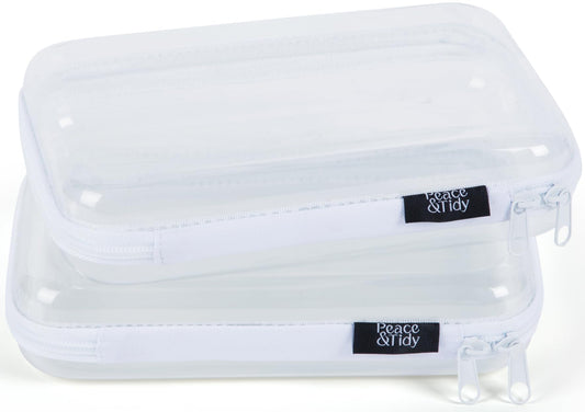Peace & Tidy Clear Zippered Storage Bin – 5.5"x8.5" Hard-Sided, Stackable Organizer for Toys, Crafts, and Pantry – Durable Plastic Container with Dust-Free Protection