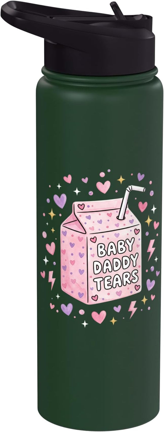 Baby Daddy Tears Retro Pink Milk Carton Hearts Aesthetic Stainless Steel Insulated Water Bottle