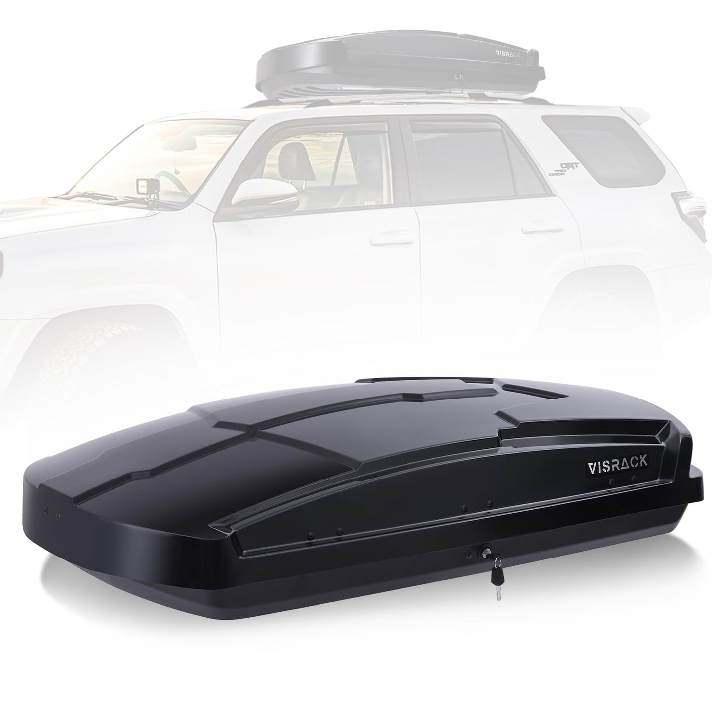 DOPERFE Rooftop Cargo Box, Hardshell Trunk Rack with Security Lock, Dual Sided Opening 15.5 cu. ft. Storage, L 58.3 in. x W 35.4 in. x H 13 in.(15.5 Cubic Feet- Black)