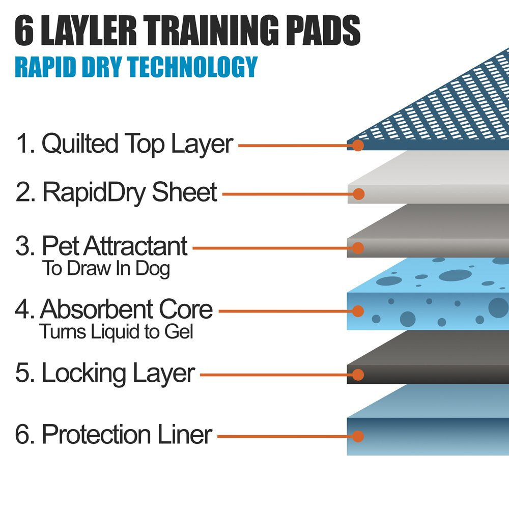 BV Puppy Pads XL 40 Count 28"x34" - Leak-Proof Pee Pads for Dogs with 6-Layer Design, Rapid Dry Sheet & Attractant - Dog Pad Extra Large with Odor Control - Perfect for Big Dogs & Indoor Use