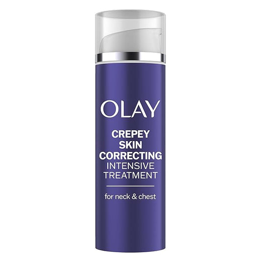Olay Treatment Cream Intensive Crepey Skin Correcting for Neck & Chest with Retinol24, Vitamin B3 Complex, Deeply Hydrates, Renews & Smoothes Skin, 1.7 fl oz