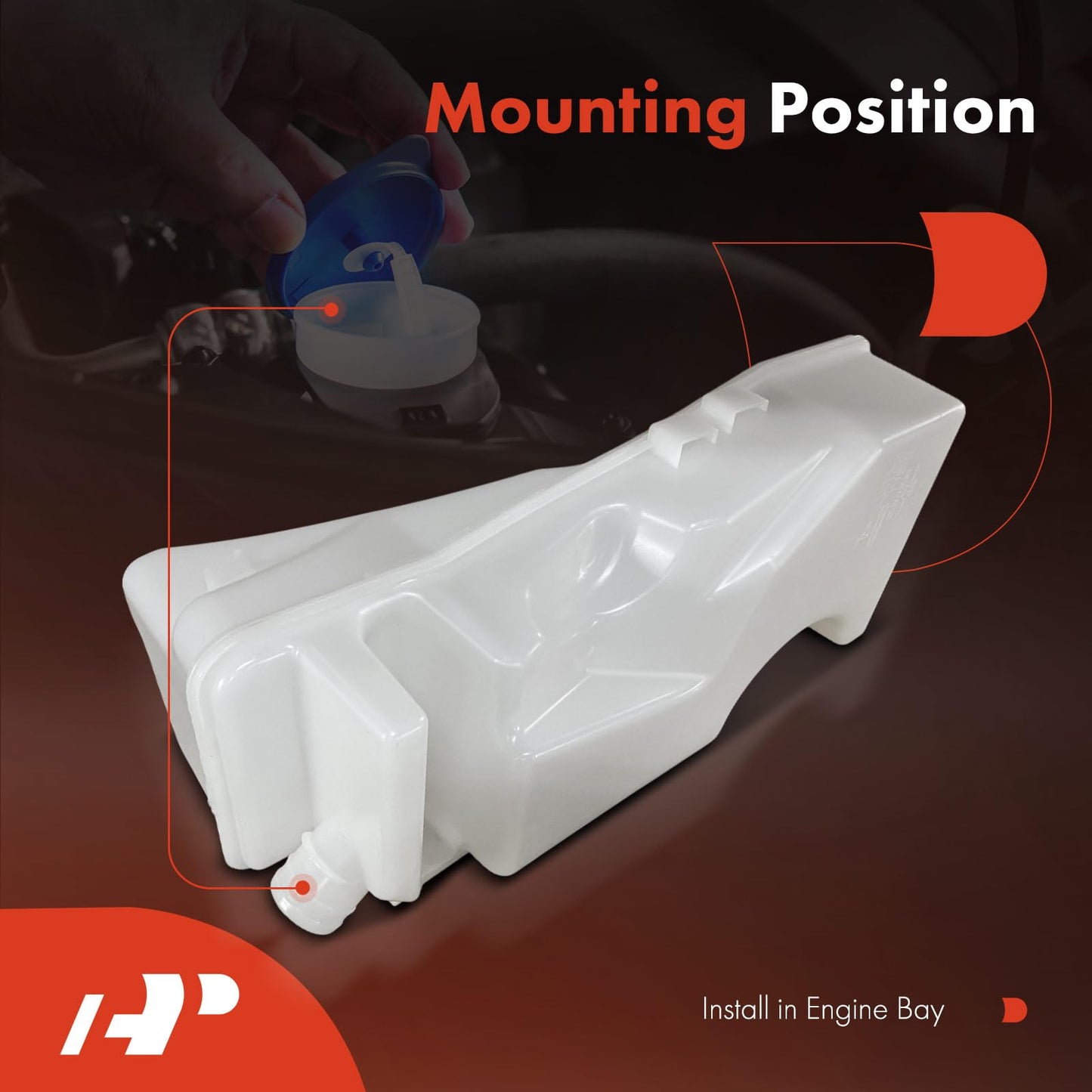 A-Premium Windshield Washer Reservoir Tank Assembly Compatible with Volkswagen Atlas 2018-2023, Atlas Cross Sport 2020-2023 - with Cap & Washer Pump & Fluid Level Sensor