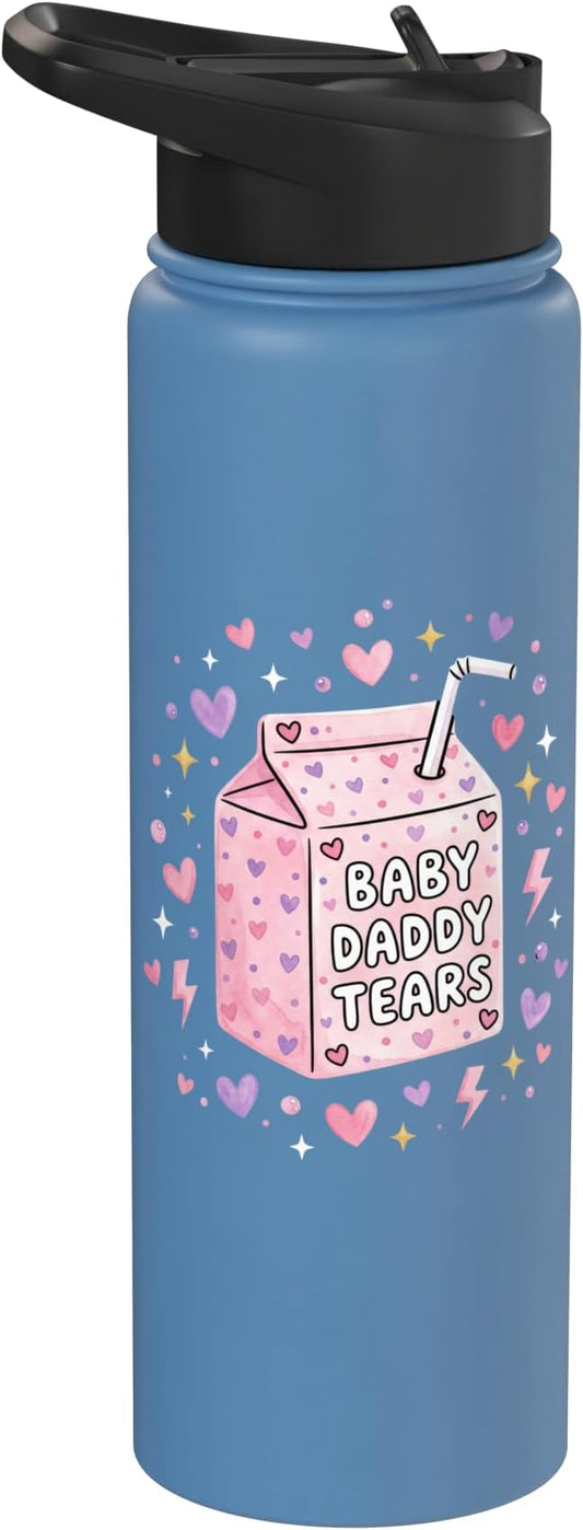 Baby Daddy Tears Retro Pink Milk Carton Hearts Aesthetic Stainless Steel Insulated Water Bottle