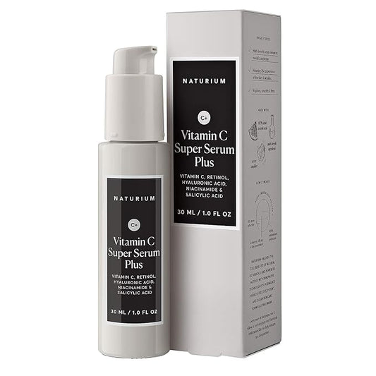 Naturium Vitamin C Super Serum Plus, Smoothing Face Care, plus Retinol, Hyaluronic Acid, Niacinamide & Salicylic Acid, 1 oz