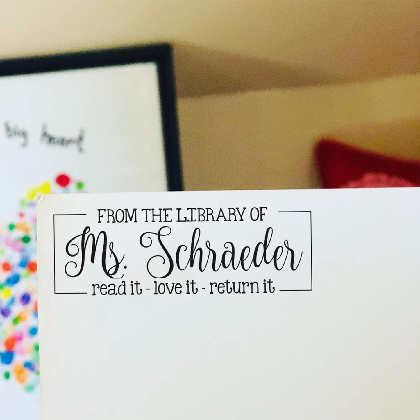 Custom Self-Inking Stamps | 49 Designs | Fun Phrases | Grading Made Easy | Xtra Wide Classroom & Library Book Stamps (from The Library of - Read, Love, Return)