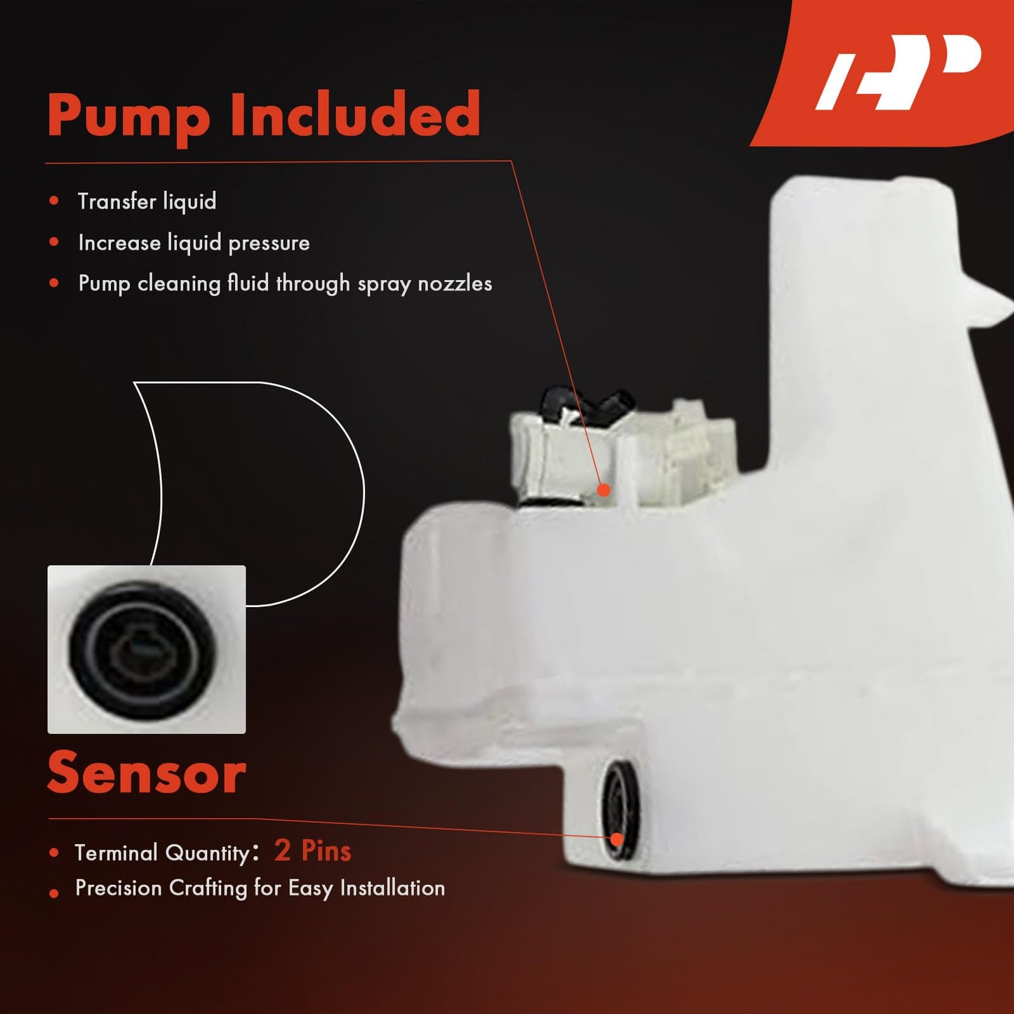 A-Premium Windshield Washer Reservoir Tank Assembly Compatible with Subaru Forester 2014 2015 2016 2017 2018 - with Pump & Cap & Fluid Level Sensor, Replace Part 86631SG020-PFM