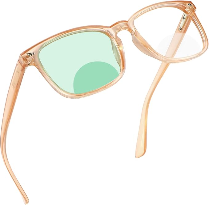 YEIN Bifocal Reading Glasses with Blue Light Blocking Lenses, Bifocal Reader for Women and Men, Vintage Square frame with Spring Hinge (+1.00/+4.00 magnification)