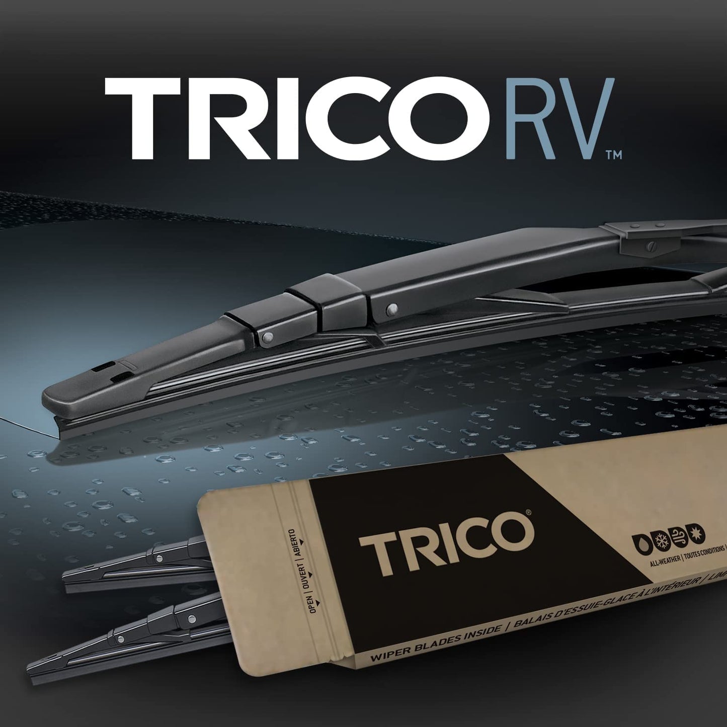 Trico RV 36 Inch Pack of 2 Heavy Duty & Automotive Replacement RV Windshield Wipers w/Wide Saddle Attachment (67-3636-1)