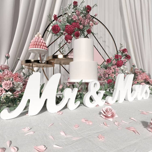 Mrs & Miss Signs for Wedding Table, Large Wooden Letters for Sweetheart Table, Photo Props Wedding Decorations for Anniversary, White