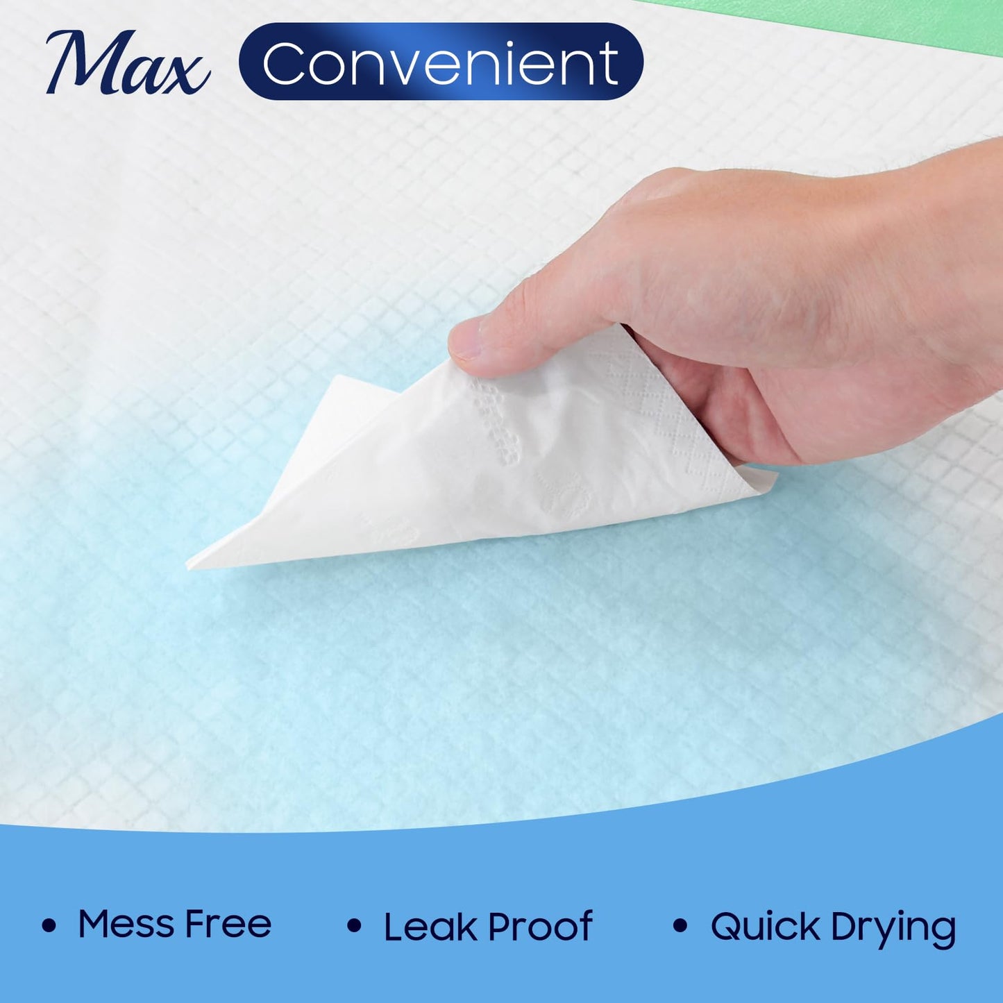 Fygrip 50 Count Hospital Grade 130 Gram 36” x 36” Max Absorbency Disposable Underpads, Leakproof Quick Drying XXXL Bed Pads Disposable for Adults, Kids, Pets Incontinence Pads, Pee Pads