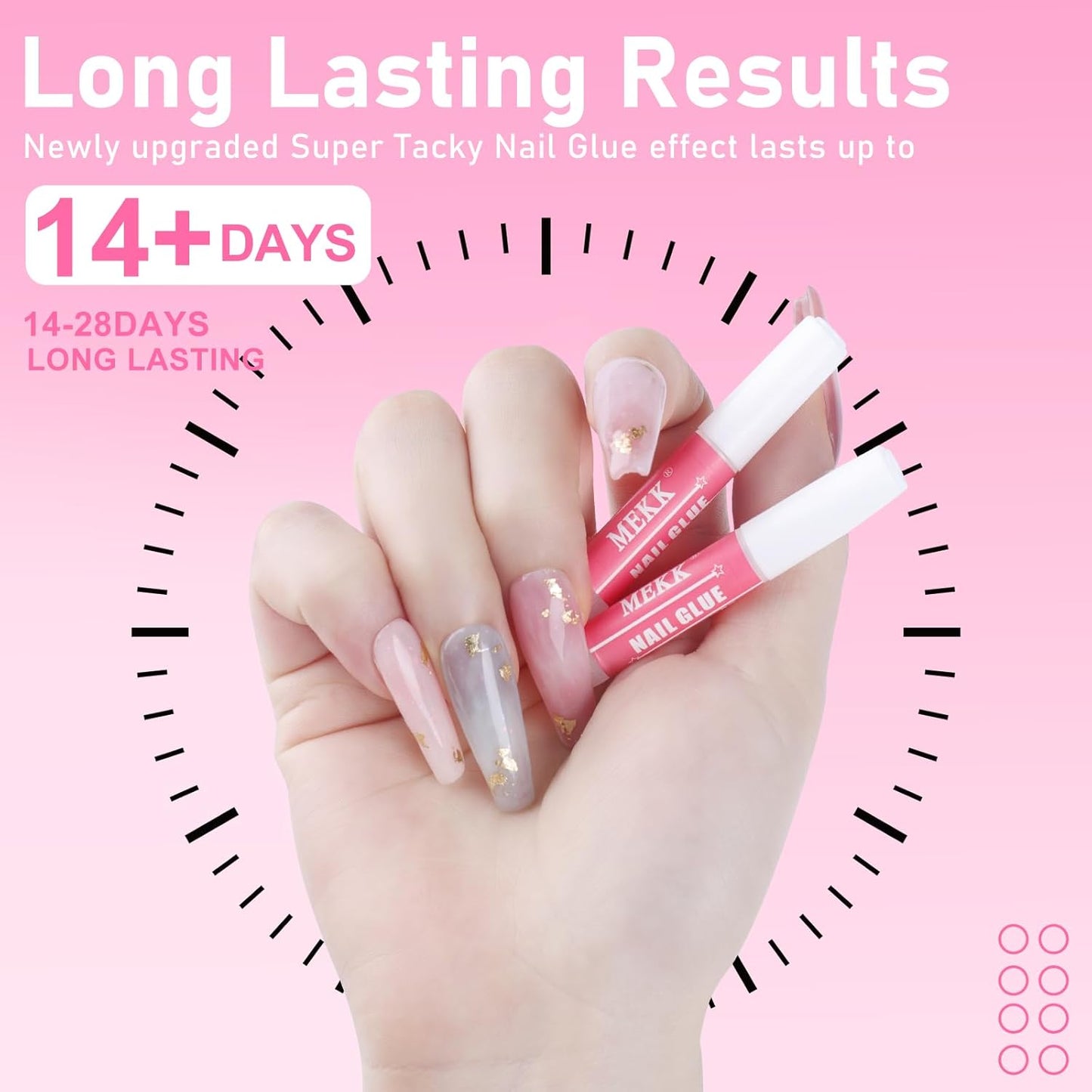MEKK Nail Glue,Super Strong & Long-Lasting Nail Glue for Acrylic Nails,Press Ons & Nails Tips,Professional Adhesive for Nail Art Supplies,0.07OZ/PCS (24PCS)
