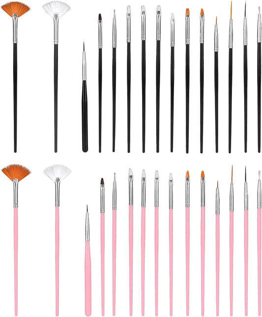 30pcs Cake Decorating Brushes, Food Safe Paint Brushes Kit Baking Cookie Candy Painting Tool Dessert Decorating Accessories for Kitchen Cake Pastry Fondant Shop Bakery Party Supplies (Pink & Black)