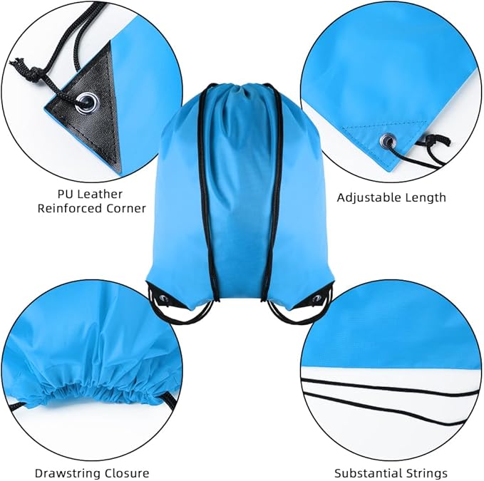 GoodtoU Drawstring Backpacks, Drawstring Bags Bulk Nylon Backpack Cinch Sack for Sport, Traveling, Team (20Pcs, Sky Blue)