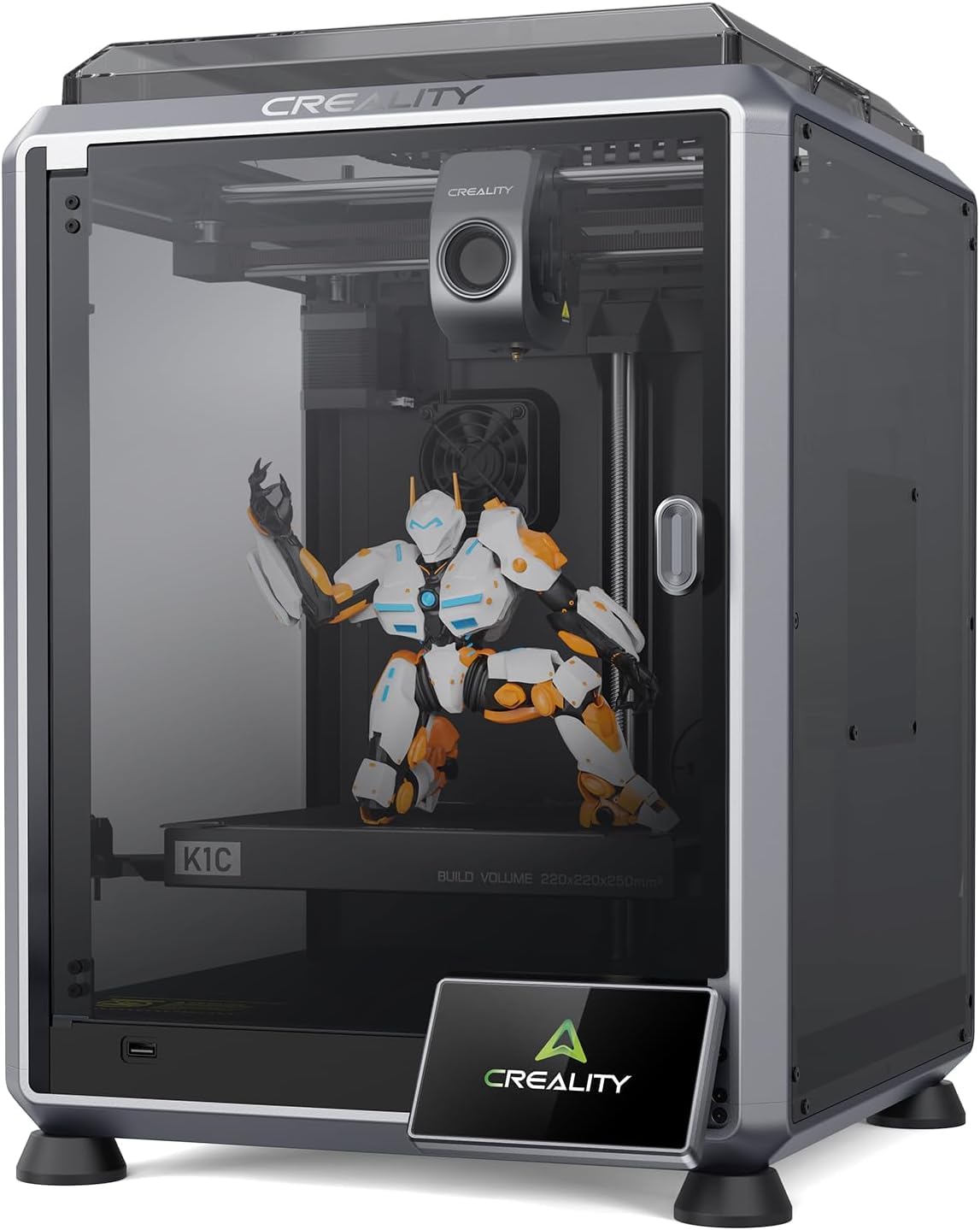 Creality K1C 3D Printer, 600mm/s Fast Speed Auto Leveling 3D Printers with AI Camera for 300°C Printing, Switchable Silent Mode Reliable Carbon Fiber 3D Printing 220 * 220 * 250mm