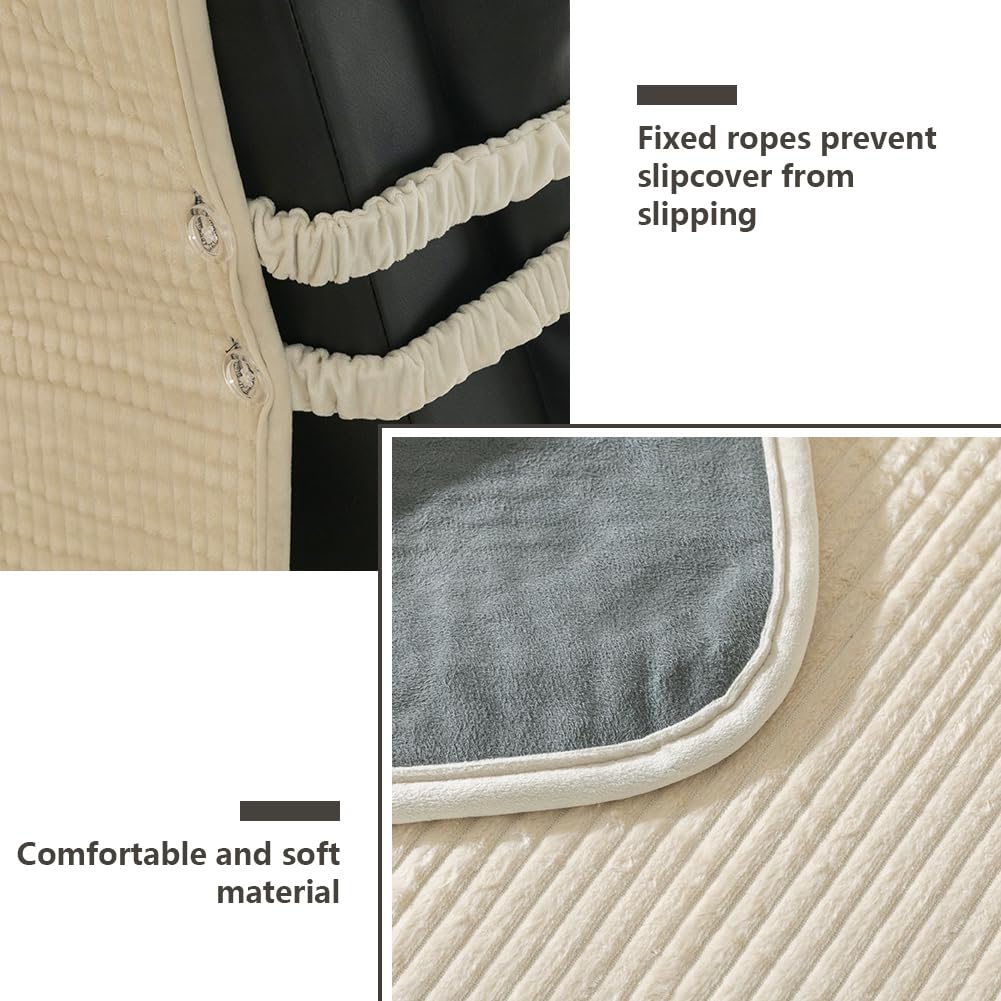 STONECREST Non Slip Recliner Chair Cover - Corduroy Cotton Face Recliner Slipcover Stay in Place (Cream, Recliner 23" Regular)