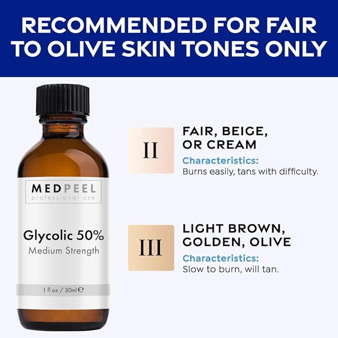 MedPeel Glycolic Acid 50% Essential Peel Kit, Includes Peel, Prep, Neutralizer, Medium Strength Chemical Face Peel, Minimize Fine Lines, Wrinkles, Dark Spots, All Skin Tones, 1oz/30ml (Kit of 3)