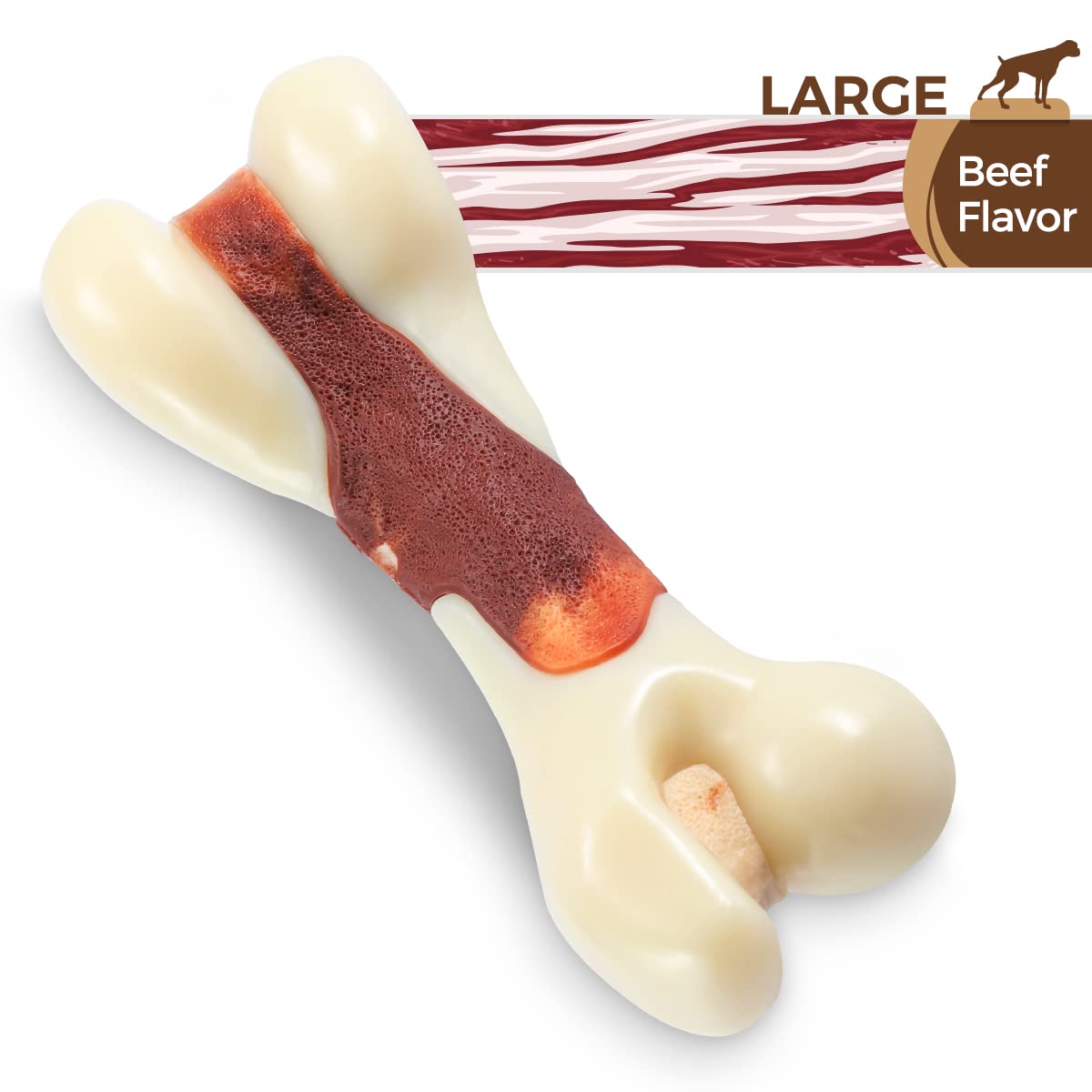Tikaton Indestructible Dog Chew Toys for Aggressive Chewers, Beef Flavor Durable Dog Teething Chew Toys Bones for Large/Medium/Small Puppies