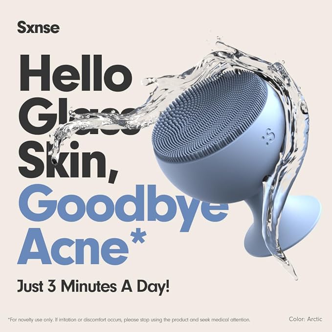 Sxnse Palm Silicone Face Scrubber – Compact Electric Facial Cleansing Brush for Acne, Pores & Makeup – Waterproof Face Exfoliator with 3 Speeds – Rechargeable Skincare Tool for Sensitive Skin (Jet)