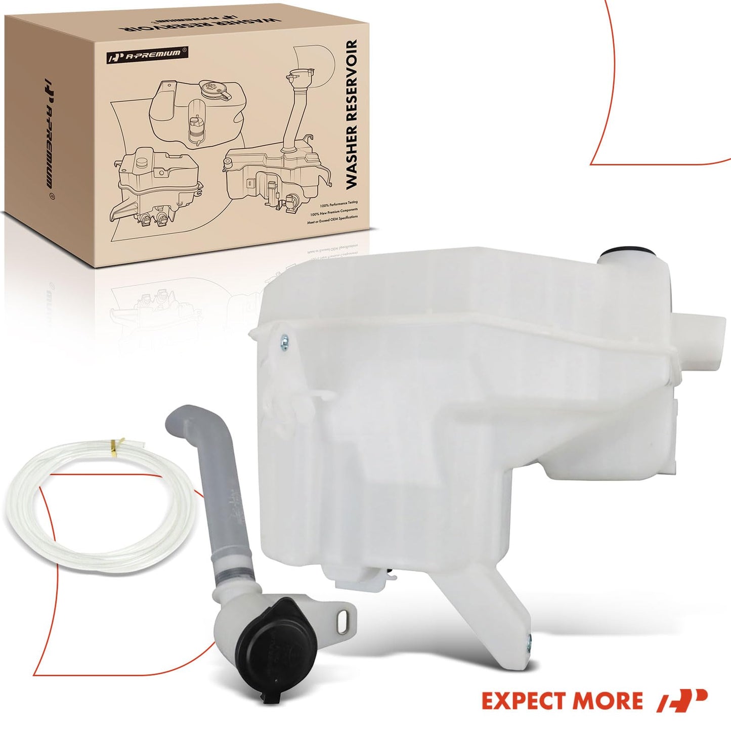 A-Premium Windshield Washer Reservoir Tank Assembly Compatible with Toyota Highlander 2020-2021 - with Pump& Fluid Level Sensor & Cap & Filler Neck