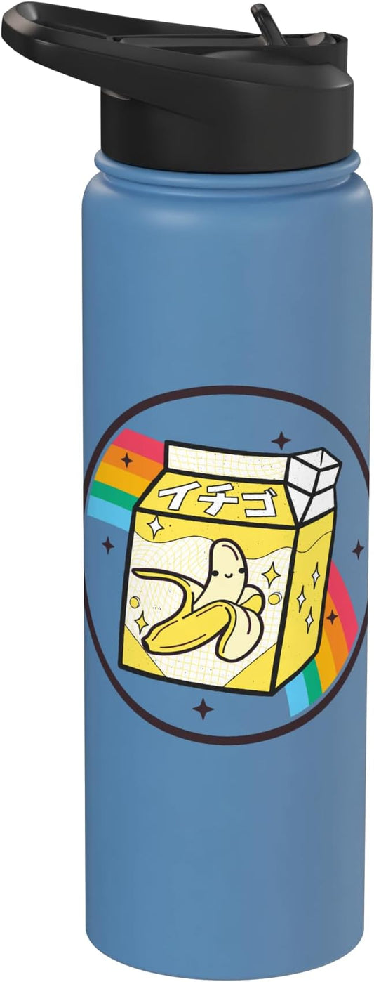 Banana Milk Carton Rainbow Japan Style Otaku Vaporwave Anime Stainless Steel Insulated Water Bottle