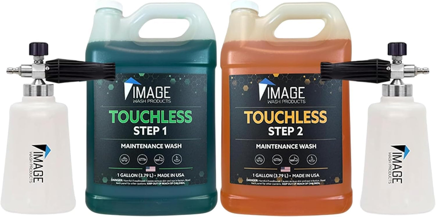 Image Wash Products® Touchless Car Wash Soap Kit – Foam Cannon & Pressure Washer Soap | No Scrub Truck & RV Wash | Heavy Duty Car Soap | Step 1 & 2 Touchless Wash System (128 Fl Oz With Foam Cannon)