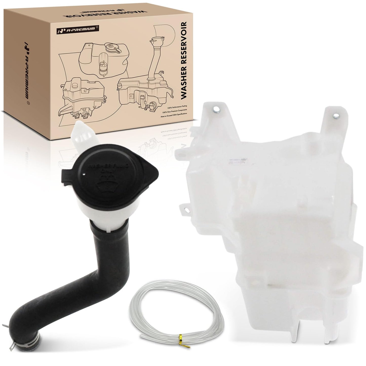 A-Premium Windshield Washer Reservoir Tank Assembly Compatible with Lexus RX450H 2010-2015 - with & Pump & Fluid Level Sensor & Filler Neck & Cap (Japan Built Models Only)
