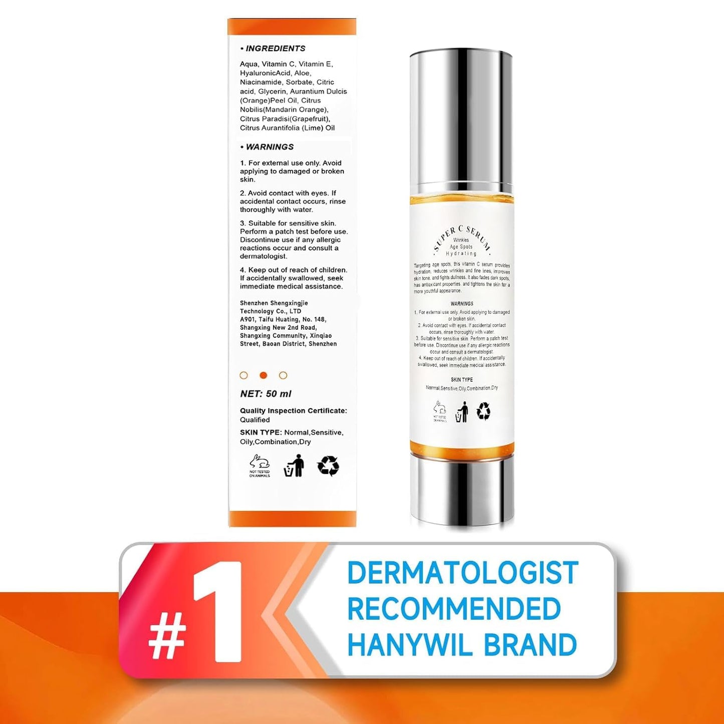 HANYWIL Dark Spot Corrector & Vitamin C Serum Duo,Brightening Corrector Cream &(2 x 1.7 Fl Oz)