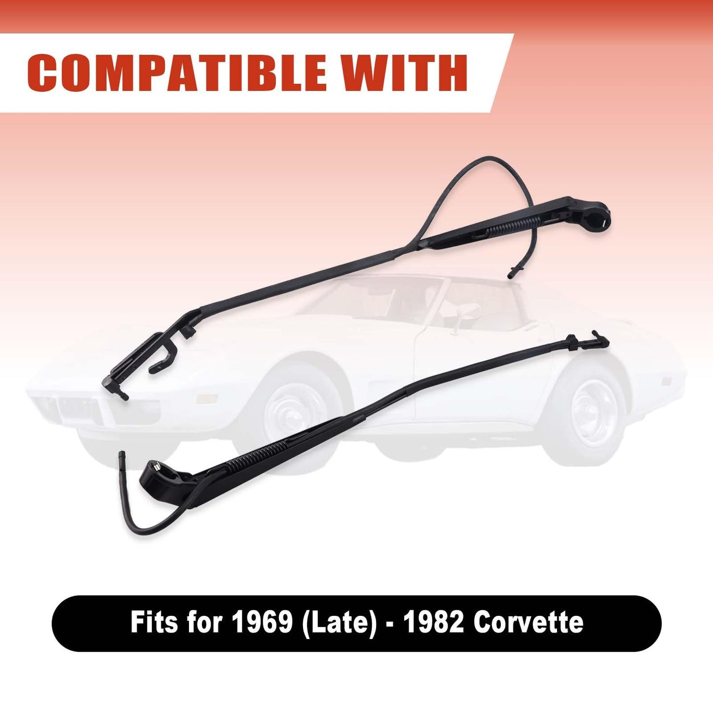 OLIMPOCICLI 1969 (Late) - 1982 Corvette Windshield Wiper Arms Pair C3 NEW