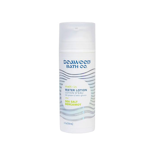 Seaweed Bath Co. Melt-In Water Lotion, Sea Salt Bergamot Scent, 4 Ounce, Sustainably Harvested Seaweed, Sea Grape, Beta-Glucan
