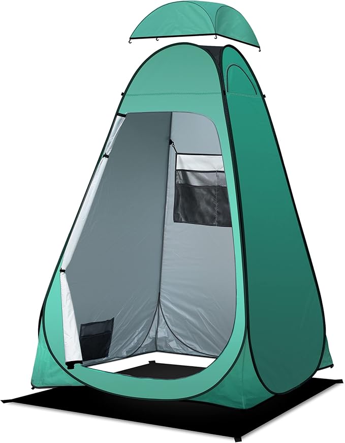 anngrowy Shower Tent Pop-Up Privacy Tent Camping Portable Toilet Tent Outdoor Camp Bathroom Changing Dressing Room Instant Privacy Shelters for Hiking Beach Picnic Fishing Potty, Extra-Tall, UPF 50+