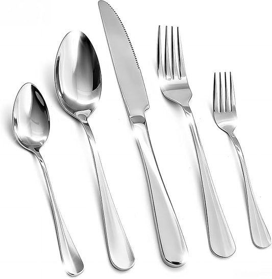 40 Piece Silverware Set,for Home,Kitchen,Restaurant.Flatware Set,Stainless Steel Cutlery Utensil Set include Forks,Knives,Spoons