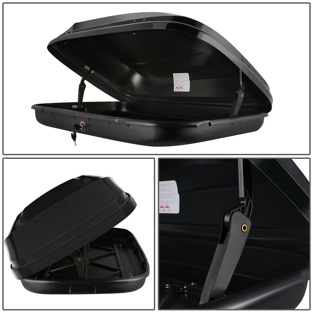 11 cu. ft. Rooftop Cargo Carrier ABS Lockable Heavy Duty Hard Shell Waterproof Car Roof Rack Luggage Carrier 53 X 34 X 15 Inches Glossy Black Capacity 110 LBS