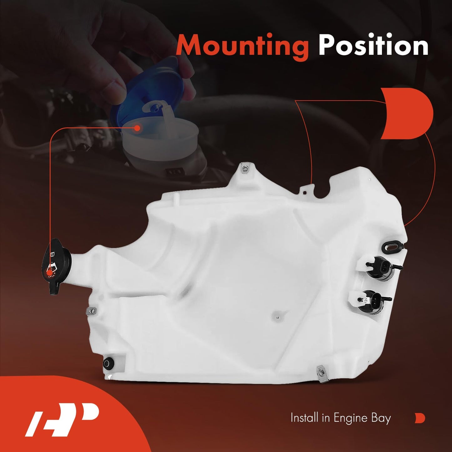 A-Premium Windshield Washer Reservoir Tank Assembly Compatible with Chevrolet Trailblazer & GMC Envoy & Buick Rainier & Oldsmobile Bravada & Saab 9-7x - with Cap & Washer Pump & Fluid Level Sensor