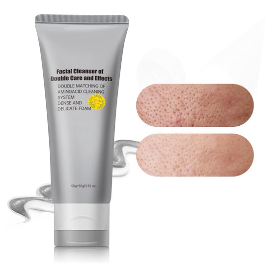 Gentle Exfoliating Face Wash for Deep Pore Cleanser and Blackhead Removal, Facial Cleanser for Oily Skin & Sensitive Skin, Double Cleansing Daily Facial Wash with Hyaluronic Acid + Glycerin, 3.52 Oz