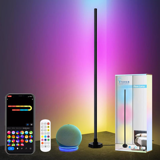 YTDRGB Led Floor Lamp, Corner Lamp Compatible with Alexa, RGB Corner Floor Lamp with Music Sync, 16 Million DIY Colors for Bedroom