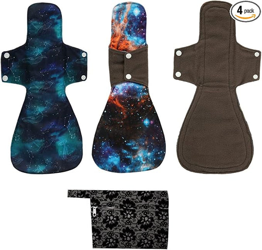 Washable Cloth Menstrual Pads/Mama Cloth/Reusable Sanitary Pads (Black Lace, 16 inch/Overnight)