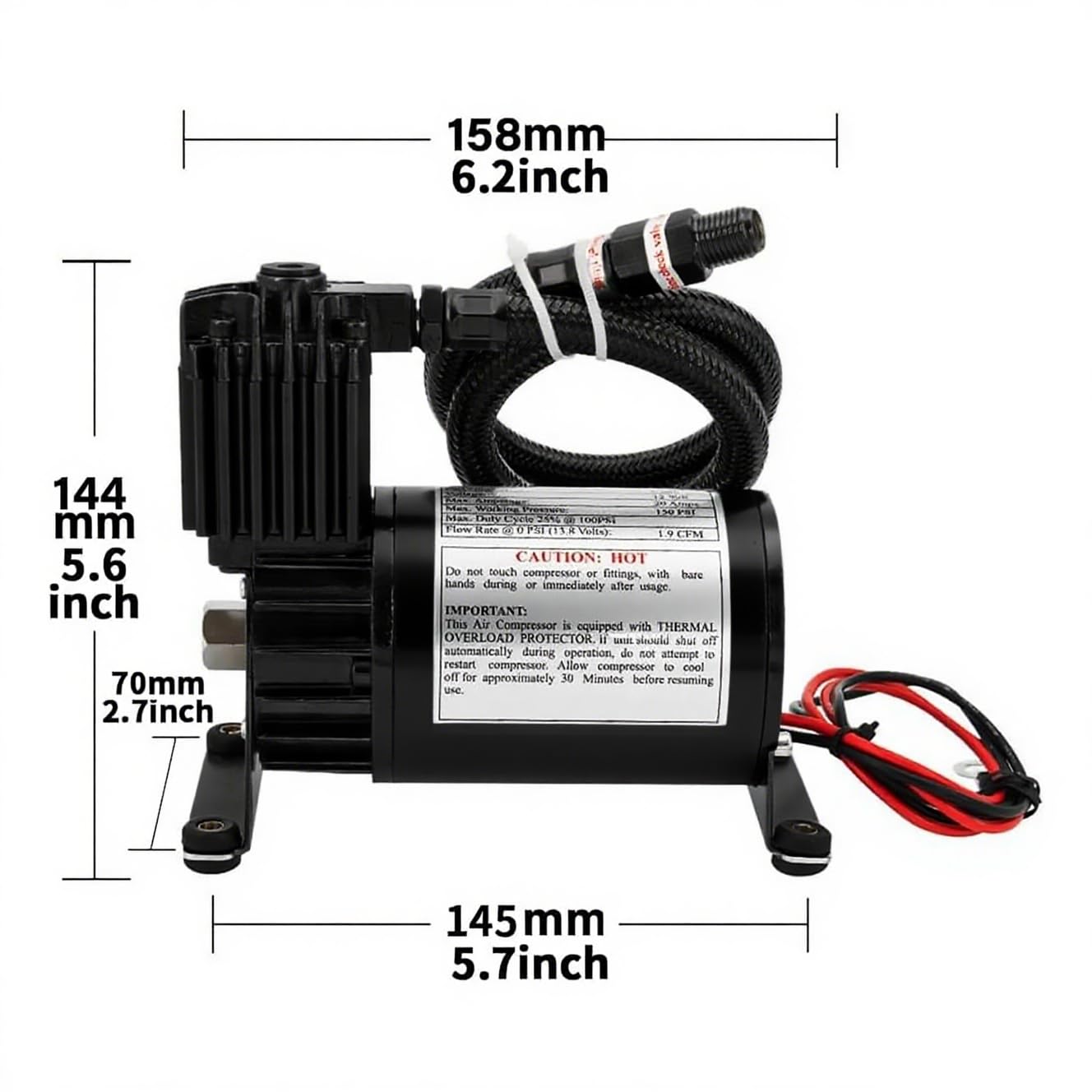 ZHSYMX Universal 150 PSI Horns Heavy Duty Onboard Air Compressor, Replacement for Truck/Car Train Horn/Suspension/Ride/Bag kit/System and All 12v Vehicles like Semi/Pickup Trucks, Black 1/4 NPT