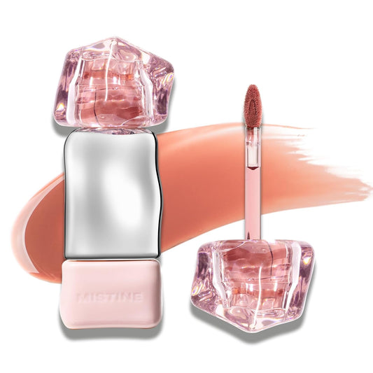 Mistine Lip Gloss Lip Oil Lip Plumber Non-sticky Tinted Lip Gloss for Women Infused with 1% Peptide Finish Lip Tint Hydrating Lip Stain Lightweight Feeling J01 Until Sunset Limited Edition 0.1 fl oz