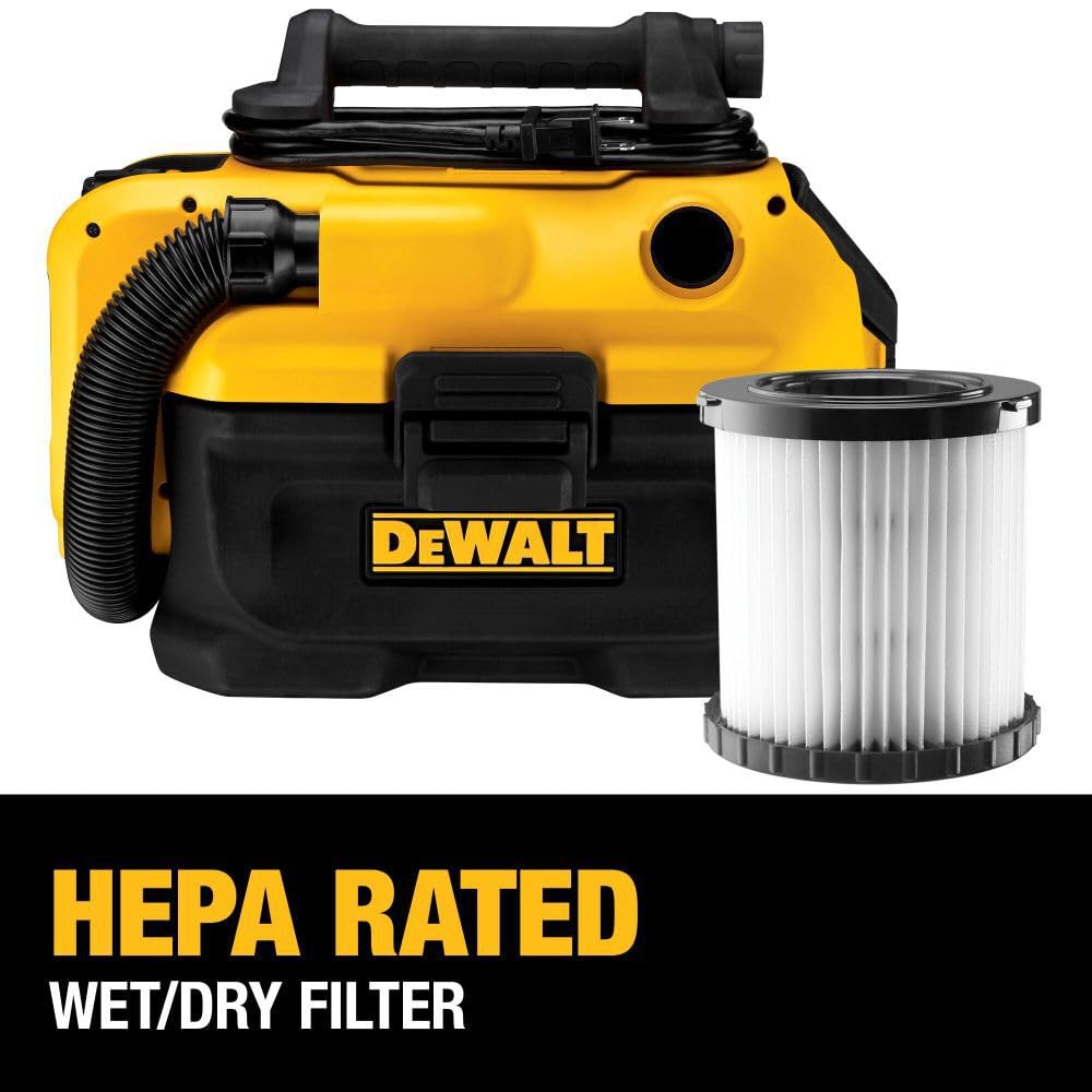 DEWALT Shop Vacuum Wet and Dry, Cordless and Corded Wet Dry Vacuum Cleaner Shop Vac 20V MAX, Portable Shopvac, Tool Only (DCV581H)