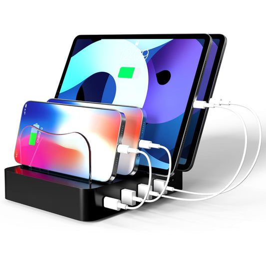 USB Charging Station - Charging Dock - 4-Port - Fast Charging Station for Multiple Devices - Docking Station - Smart Charging Station Dock - Multi Charging Station for Cell Phones Tablets