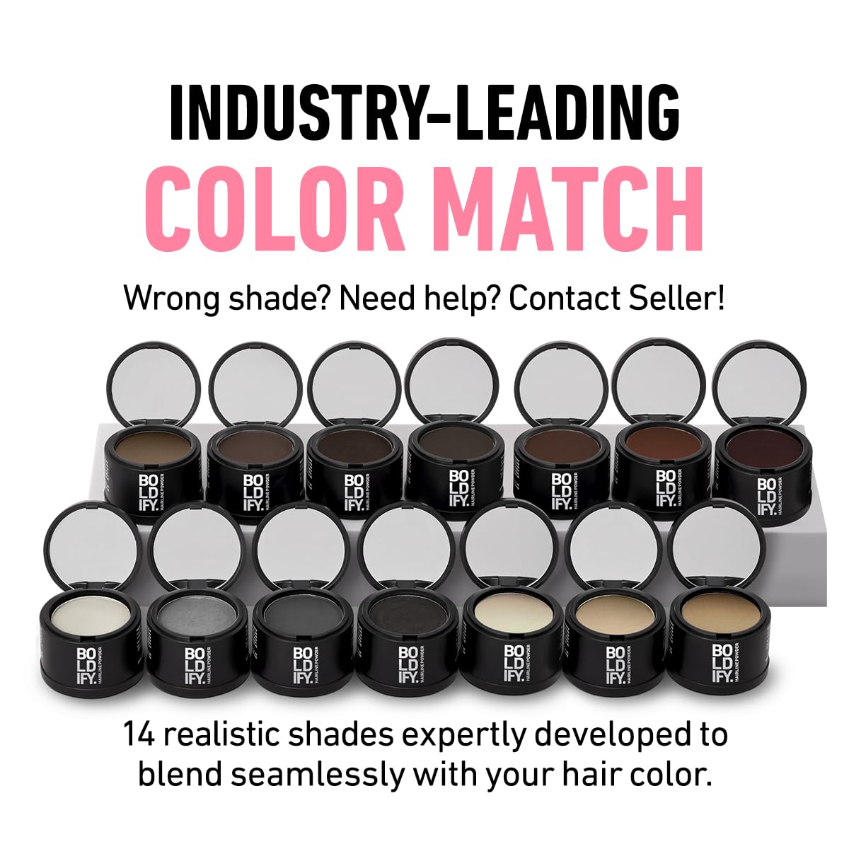 BOLDIFY Hairline Powder (LARGE, 10g) - Root Touch Up Hair Color for Gray Coverage - Bald Spot Concealing Hair Powder for Women & Men - 48-Hour Stain-Proof - Medium Brown