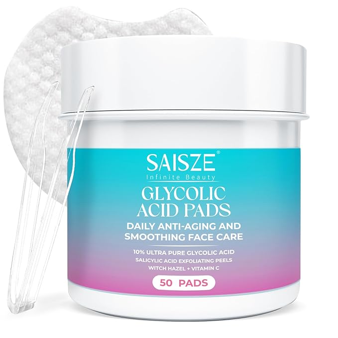 Glycolic Acid Pads for Face, Exfoliating Pads for Facial Radiance with Salicylic Acid, 50 Count
