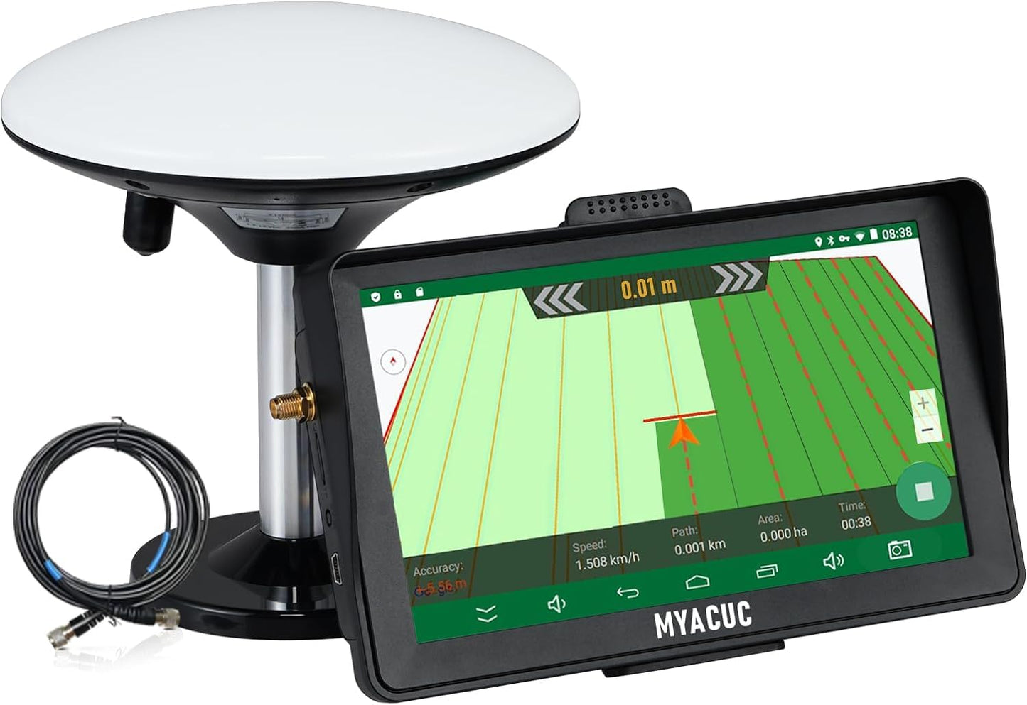 MYACUC Tractor GPS Navigator for Precision Agriculture, 7" Touch Screen GNSS Agricultural Navigator Suitable for Spraying Plowing and Sowing Automatic Positioning Farming GPS