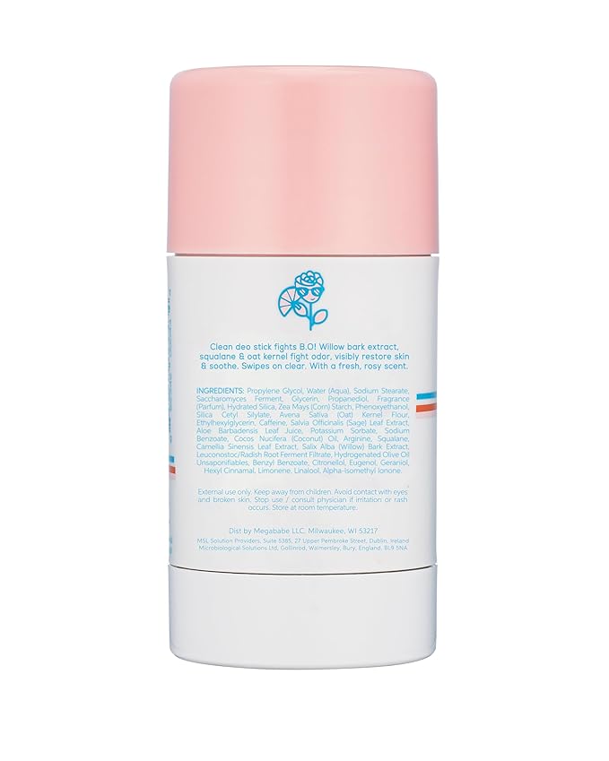 Megababe Daily Deodorant - Rosy Pits | 72 hour Odor Protection | Aluminum-Free, Clear & Clean | 2.6 oz - 2 Pack