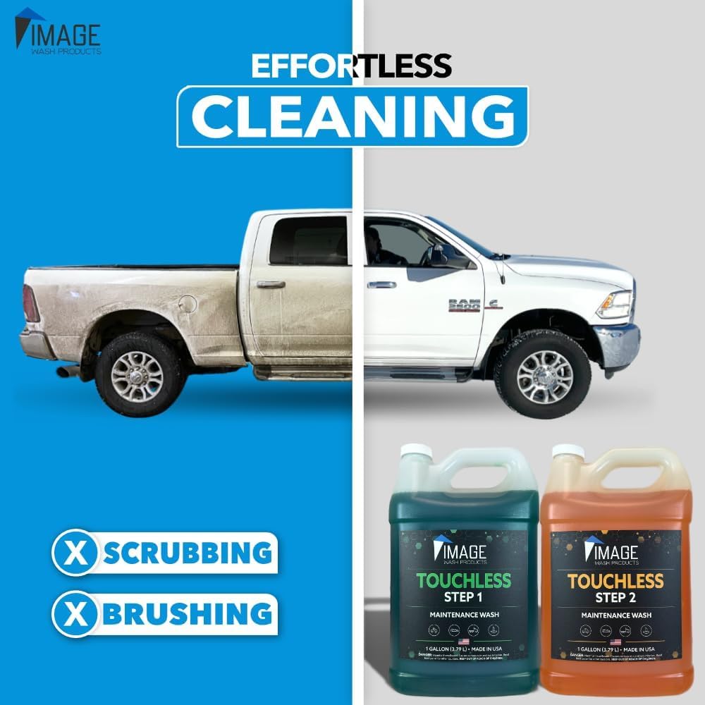 Image Wash Products® Touchless Car Wash Soap Kit – Foam Cannon & Pressure Washer Soap | No Scrub Truck & RV Wash | Heavy Duty Car Soap | Step 1 & 2 Touchless Wash System (128 Fl Oz With Foam Cannon)